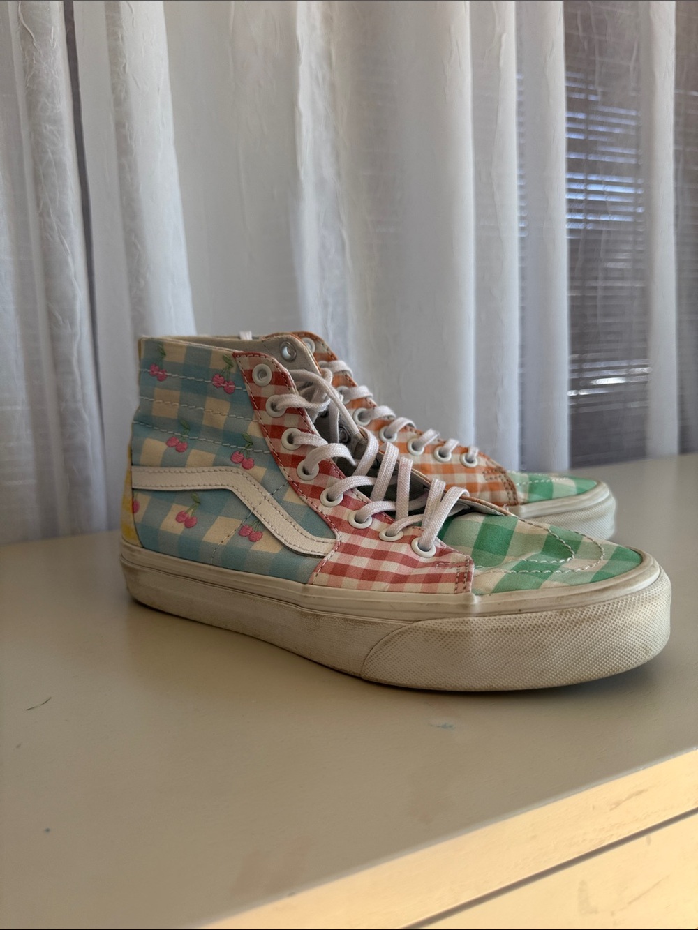 Vans High-Top Checkered Pastel Sneakers in Mint, Baby Blue, Peach and Pink
